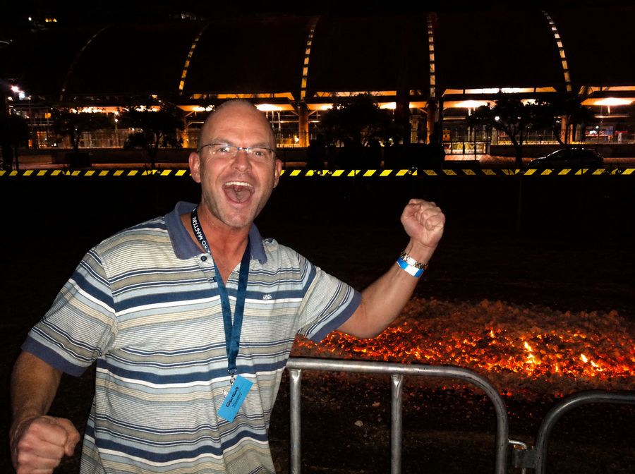 Gordon completing the firewalk at Unleash the Power Within
