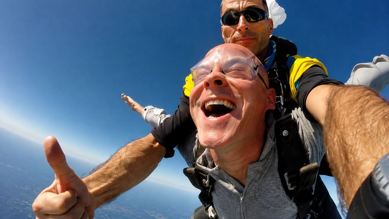 Gordon skydiving over the Gold Coast — the freedom on the other side of the work