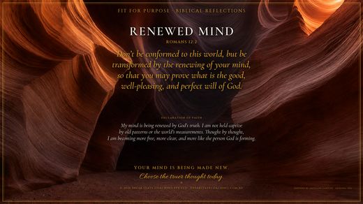 Faith-based reflection wallpaper preview — Renewed Mind, Romans 12:2