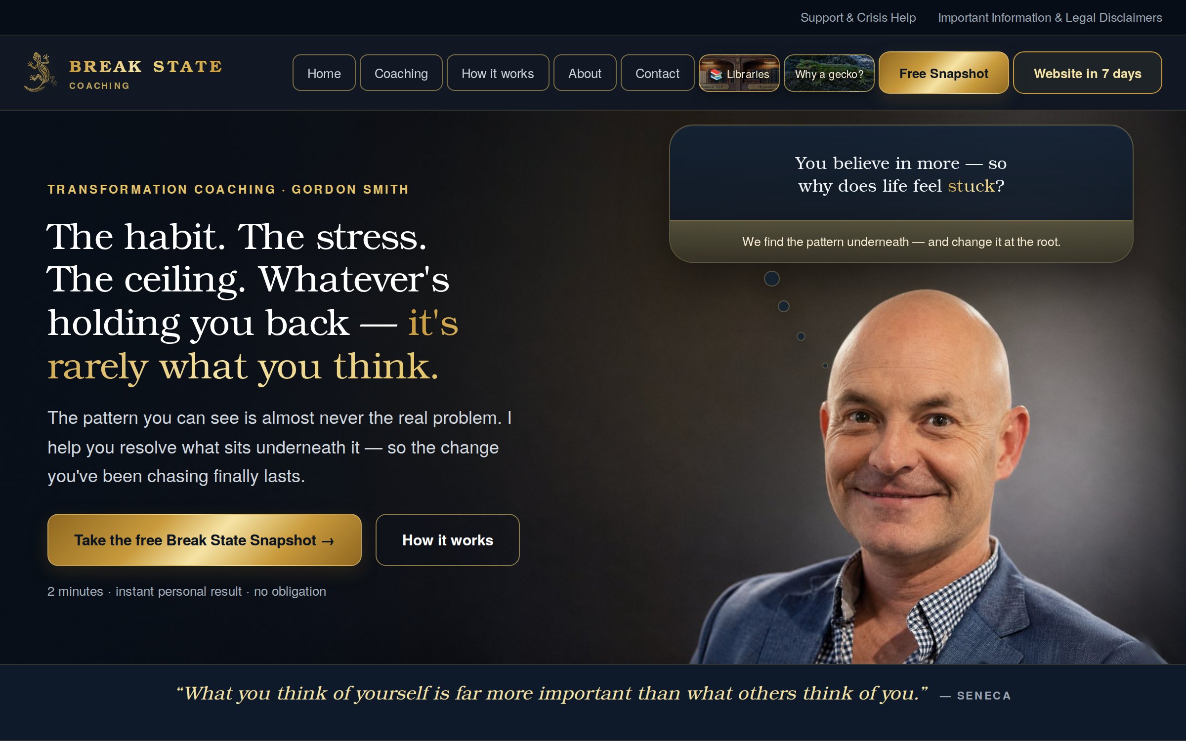 A website built by Gordon, shown in a browser